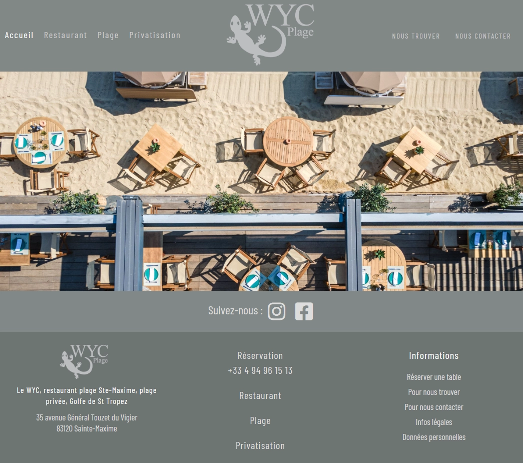Le WYC, restaurant de plage, plage privée, Ste-Maxime, Golfe de St Tropez